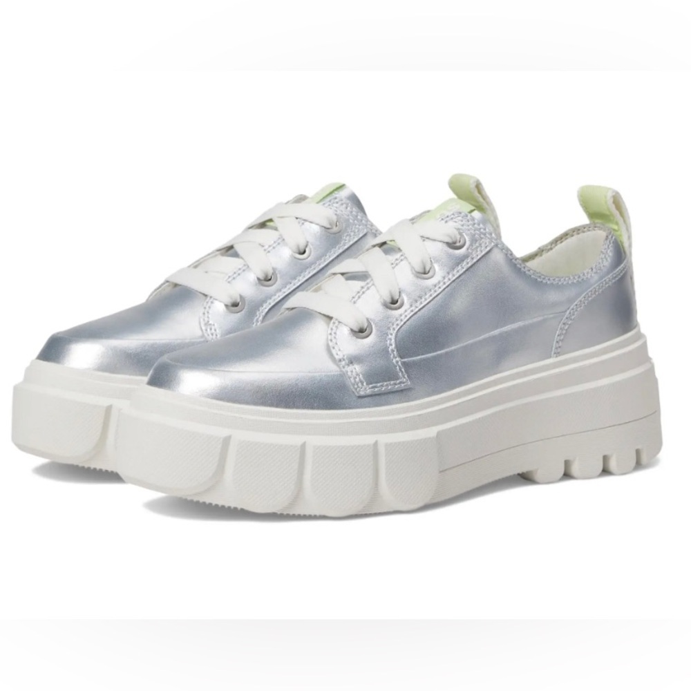 Sorel Caribou $150 Chunky Metallic Leather Platform Sneakers Silver size 7